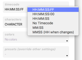 new timecodes export labels